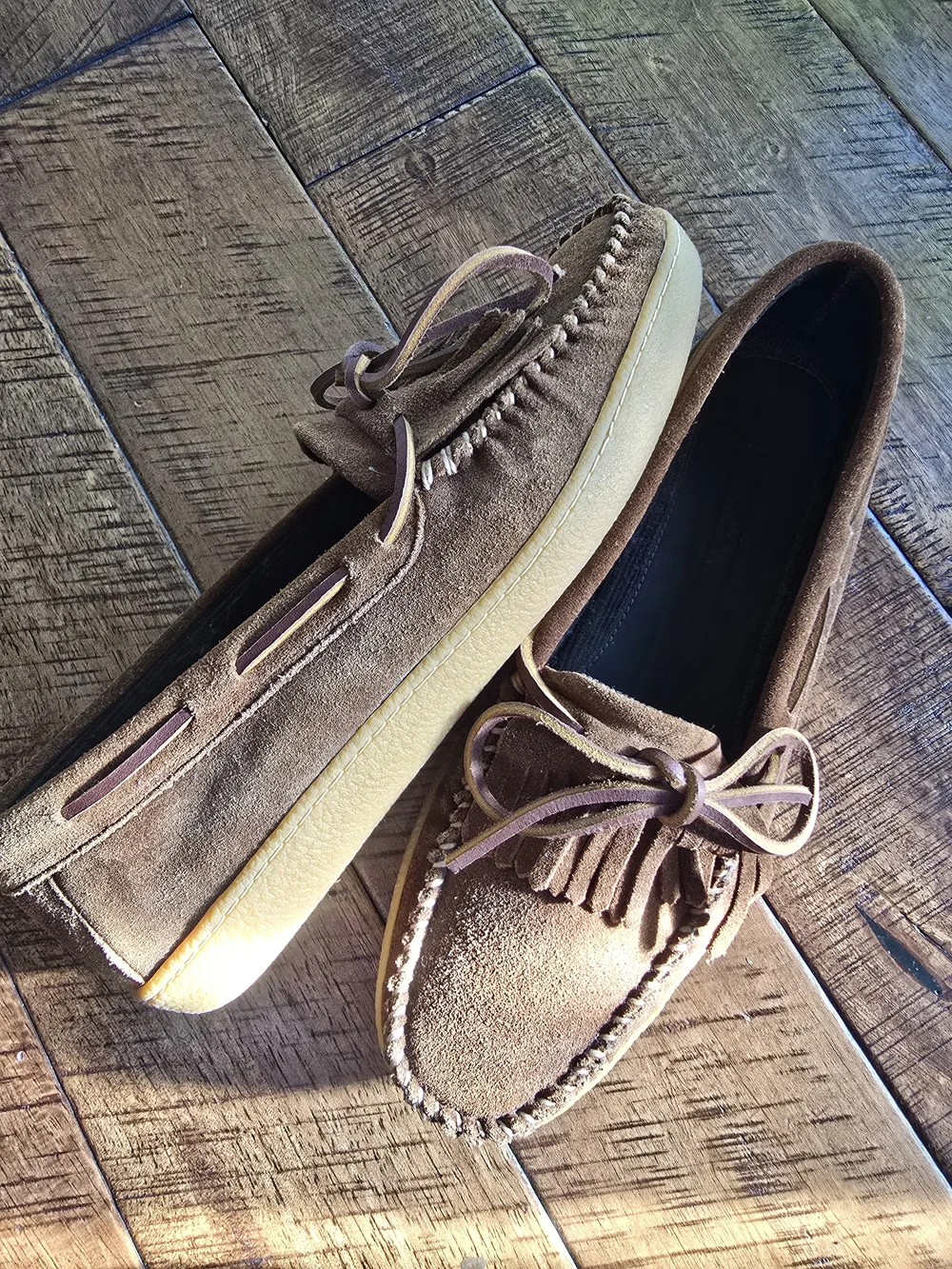 J.crew Mens Suede Fringe Moccasin Loafers in Brown